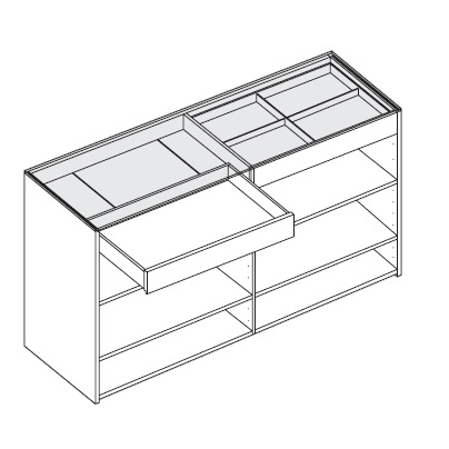 Island Up_ Modulo singolo con ripiani e cassetti H 95 cm