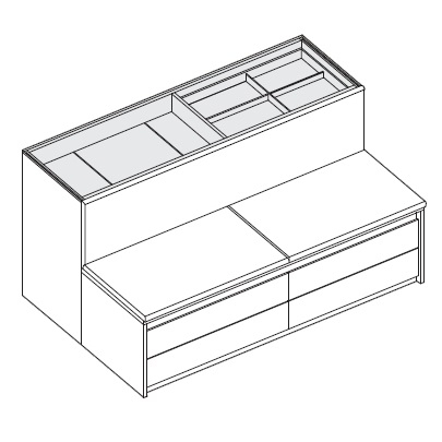 Island Up_ Modulo singolo con panca H 95 cm