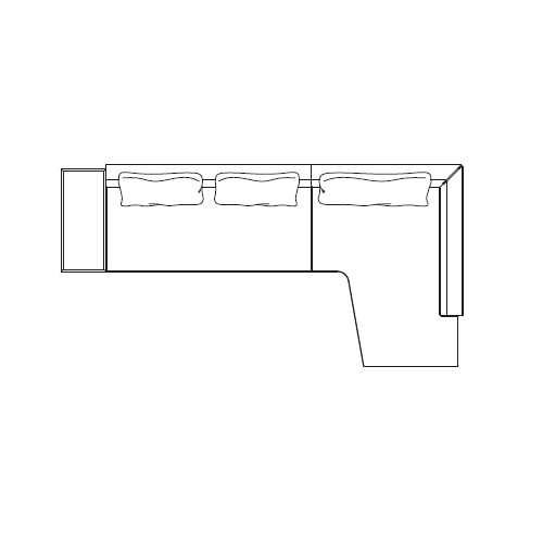 222 element with low table LH + chaise longue element LH_ L 360 x 183 x H 65 cm