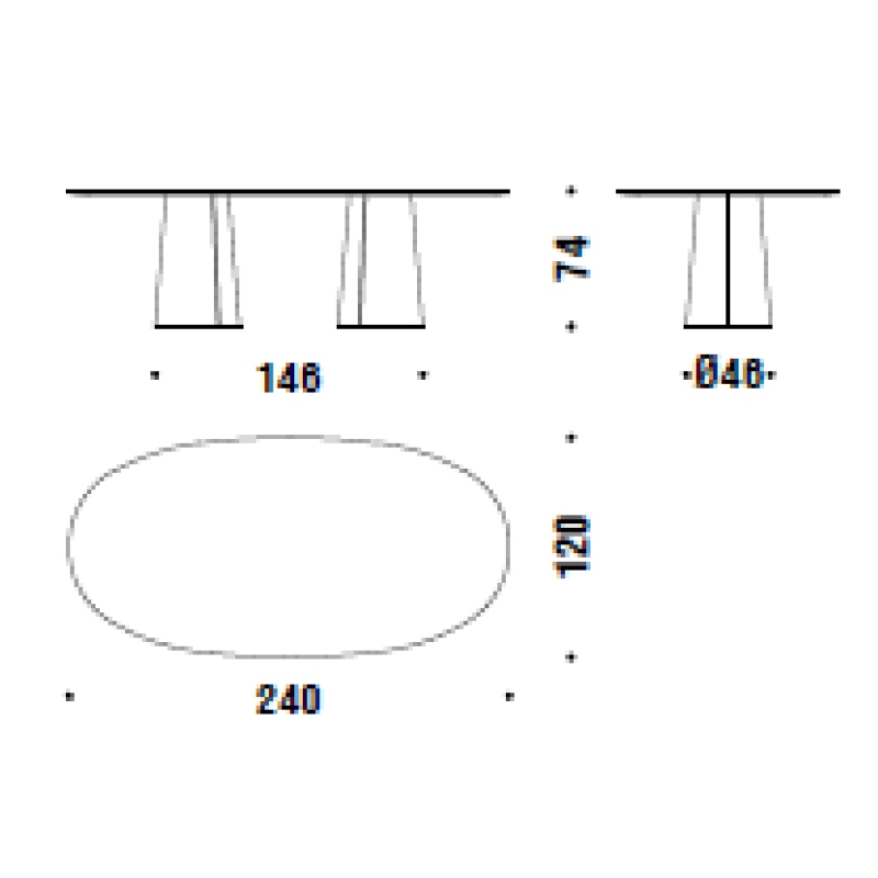 Vol Table_240 x 120 x H 74 cm (Linoleum Top)