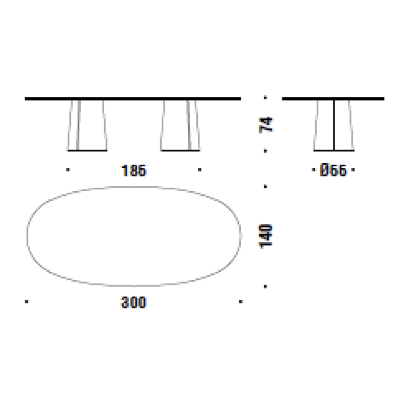 Vol Table_300 x 140 x H 74 cm (Linoleum Top)
