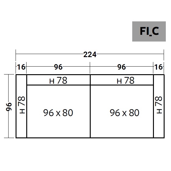 FIOCCO INDOOR_ 224 x 96 x H 78 cm (FI_C)