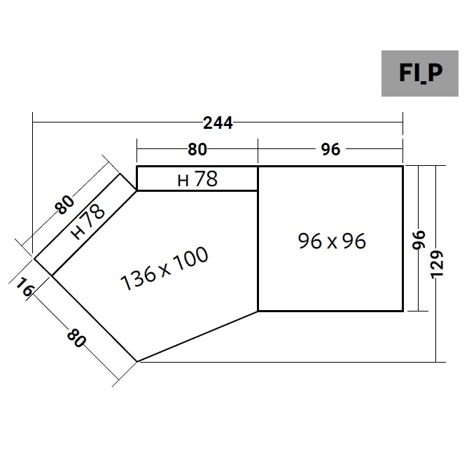 FIOCCO INDOOR_ 244 x 129 x H 78 cm (FI_P)