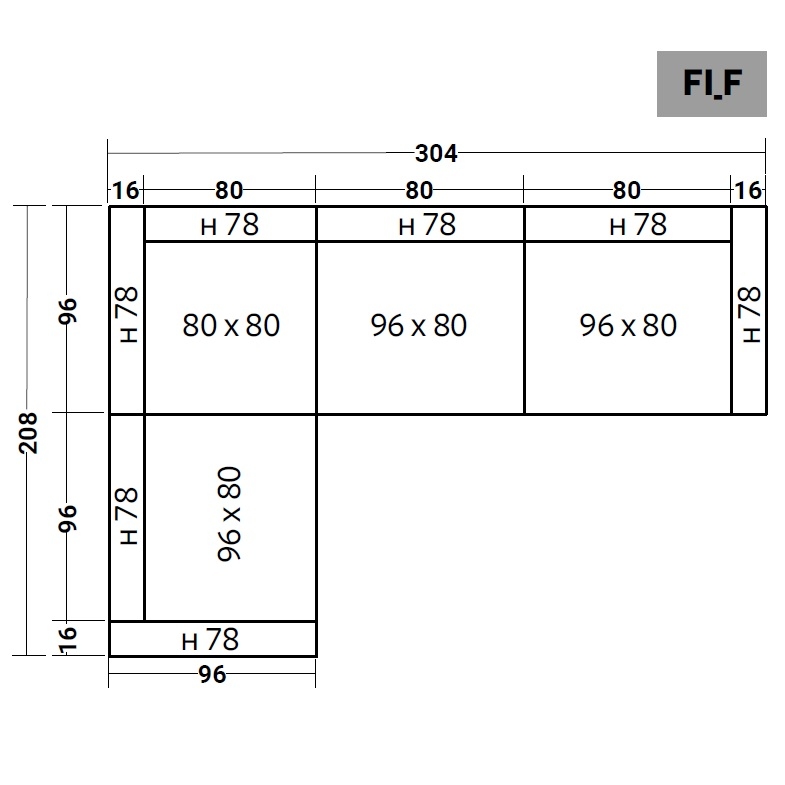 FIOCCO INDOOR_ 304 x 208 x H 78 cm (FI_F)
