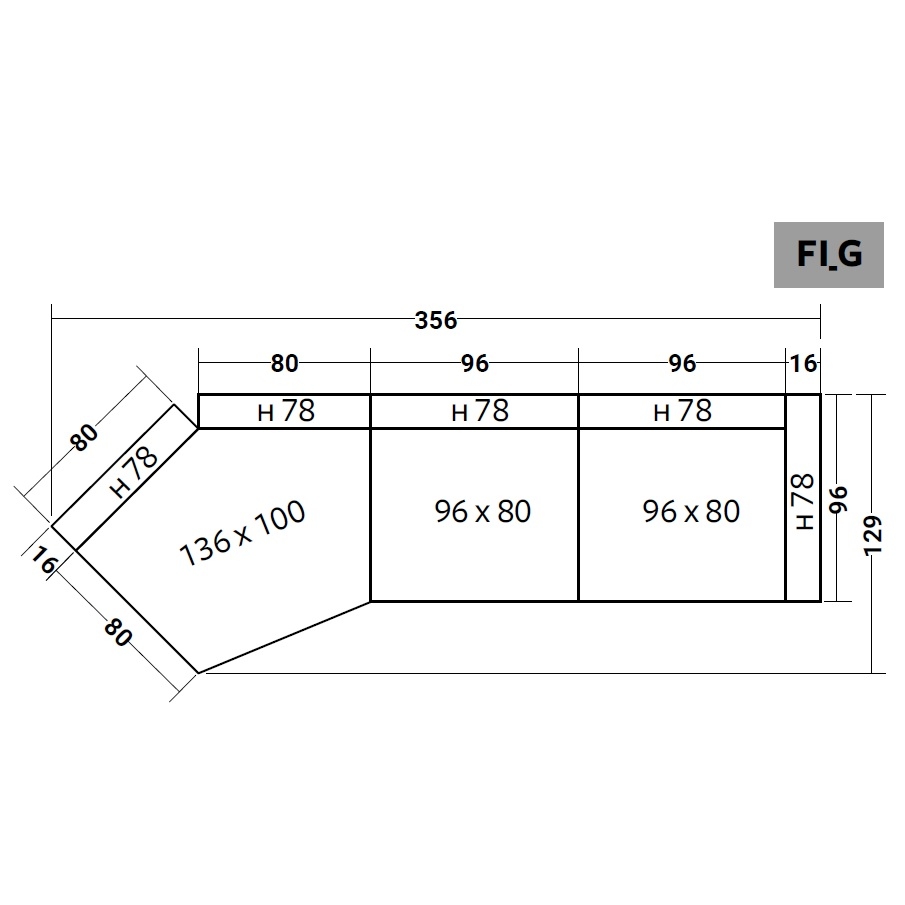 FIOCCO INDOOR_ 356 x 129 x H 78 cm (FI_G)