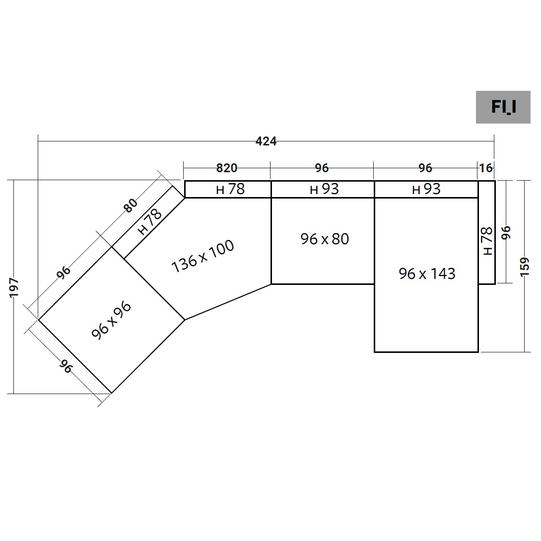FIOCCO INDOOR_ 424 x 197 x H 93 cm (FI_I)