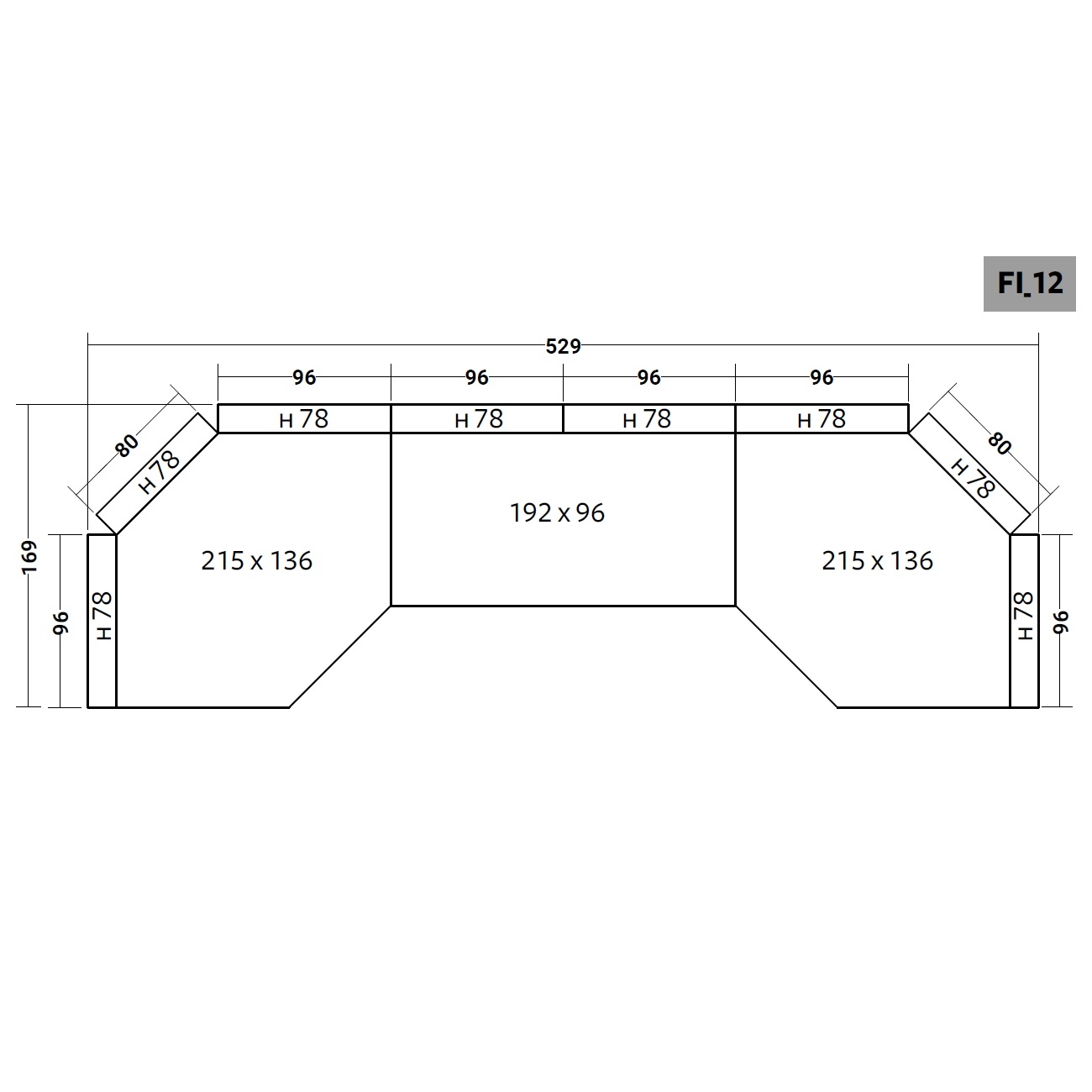 FIOCCO INDOOR_ 529 x 169 x H 78 cm (FI_12)