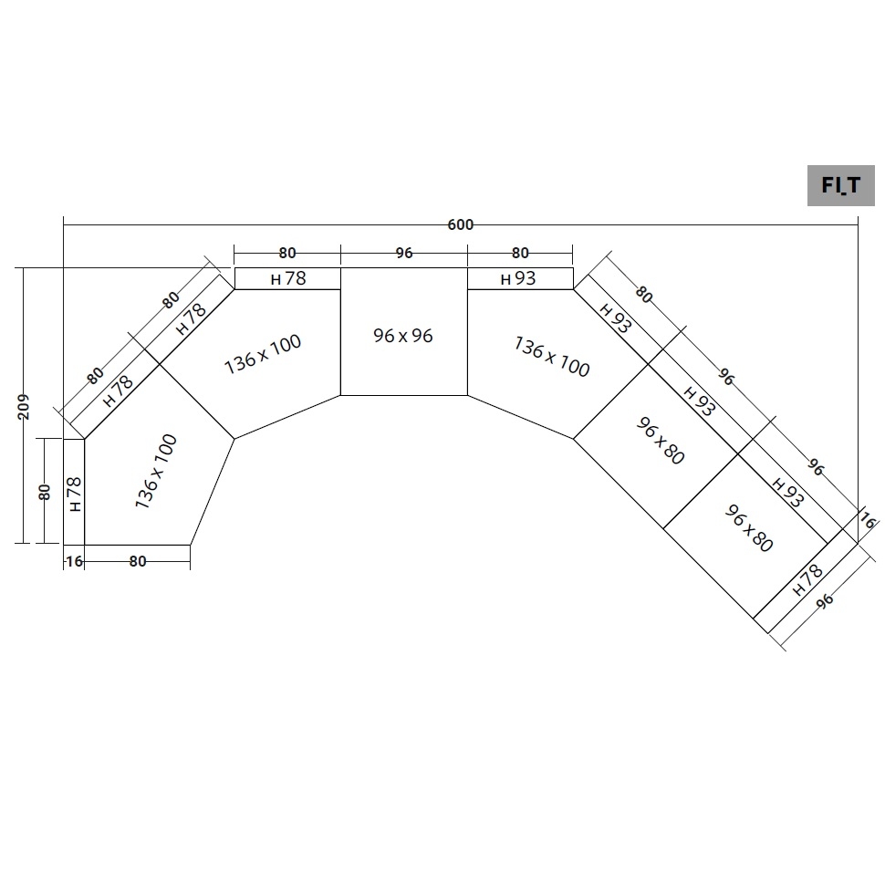 FIOCCO INDOOR_ 600 x 209 x H 93 cm (FI_T)
