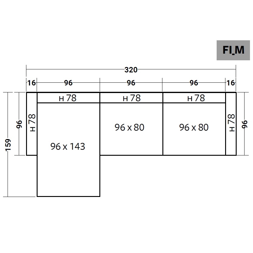 FIOCCO INDOOR_ 320 x 159 x H 78 cm (FI_M)