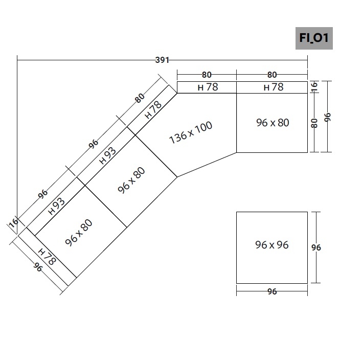 FIOCCO INDOOR_ 391 x 391 x H 93 cm (FI_O1)