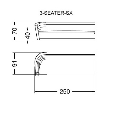 Granturismo arm SX_ 250 x 91 x H 70 cm