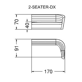 Granturismo arm DX_ 170 x 91 x H 70 cm