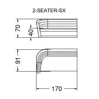 Granturismo arm SX_ 170 x 91 x H 70 cm