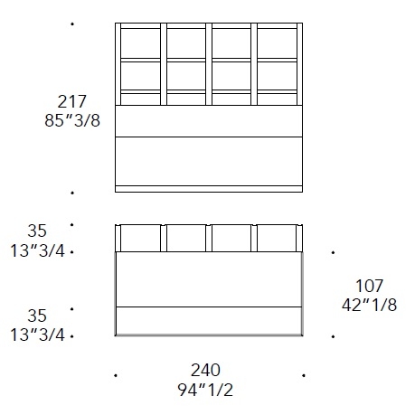 Avantgarde Bar_ 4 Module mit Theke_ 240 x 35-107 x H 217 cm