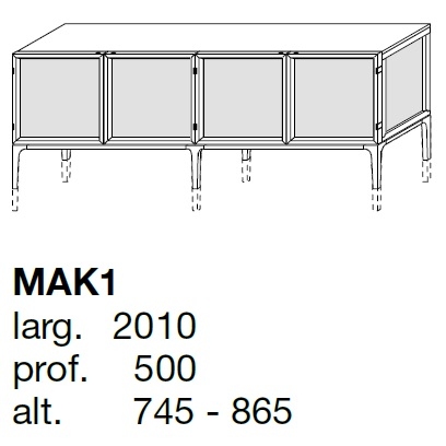 Aiko_ MAK1_ 201 x 50 x H 74.5 - 86.5 cm