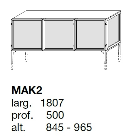 Aiko_ MAK2_ 180.7 x 50 x H 84.5 - 96.5 cm