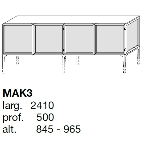 Aiko_ MAK3_ 241 x 50 x H 84.5 - 96.5 cm