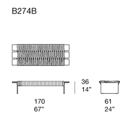 Naga_ B274B_ 170 x 61 x H 36 cm