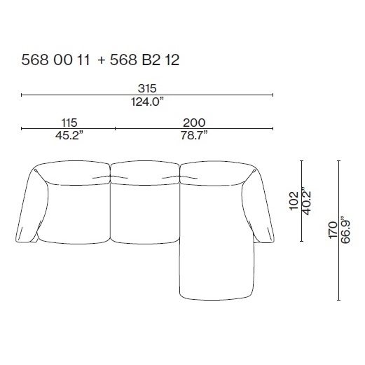 Moncloud_ 568 00 11 + 568 B2 02_ 315 x 170 x H 82 cm