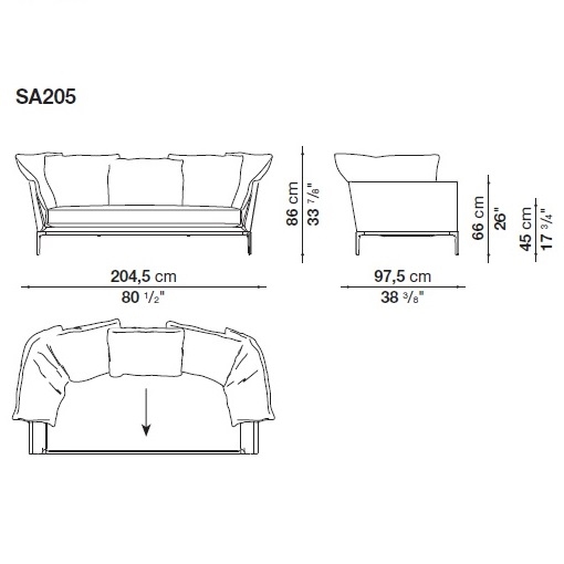 SA205_ 204.5 x 97.5 x H 86 cm