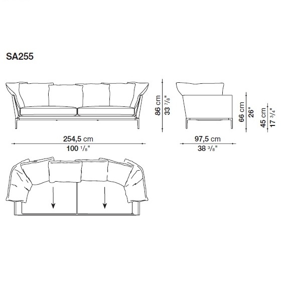 SA255_ 254.5 x 97.5 x H 86 cm