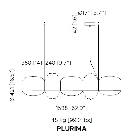 Plurima_ 159.8 x 42.1 x H 42.1 cm