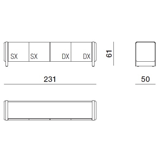 Midday_ 231 x 50 x H 61 cm - 4 doors