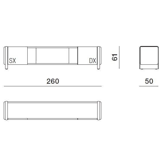 Midday_ 260 x 50 x H 61 cm - 2 doors and open compartment