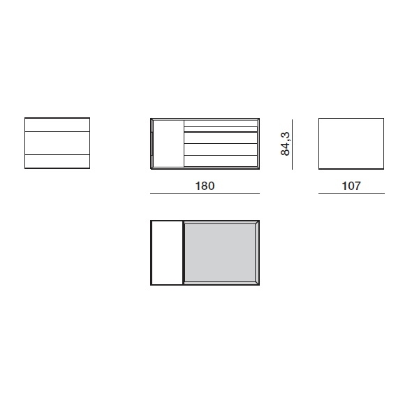 Vetra_ 180 x 107 x H 84.3 cm - with single side drawer