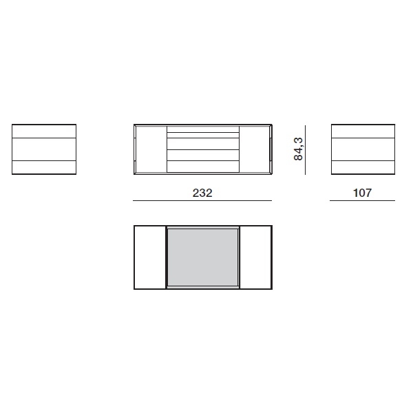 Vetra_ 232 x 107 x H 84.3 cm - with double side drawer