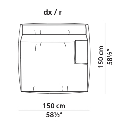 Damasco_ Dormeuse dx_ 150 x150 x H 70 cm