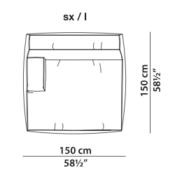 Damasco_ Dormeuse sx_ 150 x150 x H 70 cm