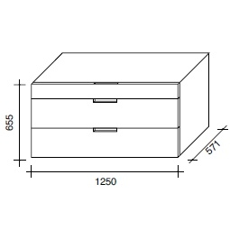 3 drawers_ 125 x 57.1 x H 66.5 cm