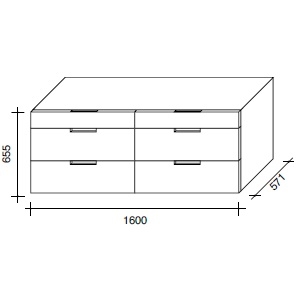 6 drawers_ 160 x 57.1 x H 66.5 cm