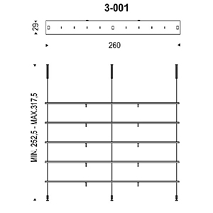 Airport_ 3 - 001_ 260 x 29 x H Min 252.5/Max 317.5 cm