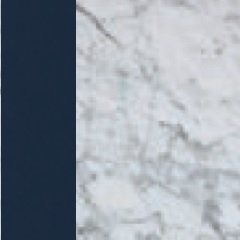Laqué bleu/Marbre Bianco Gioia brillant