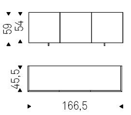 166,5 x 45,5 x H 59 cm