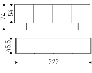 222 x 45,5 x H 74 cm