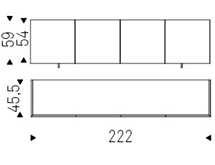 222 x 45,5 x H 59 cm