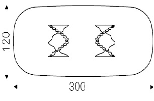 Plisset_ 300 x 120 x H 75 cm Sag