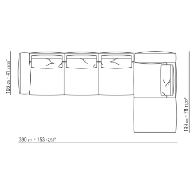 271XE_ 390 x 199 x H 90 cm