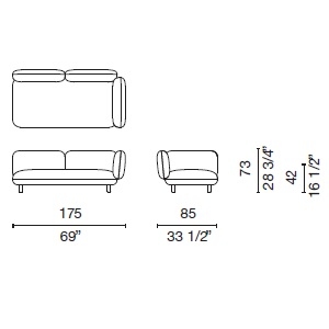 Hobo C_ 175 x 85 x H 73 cm (HOB42)