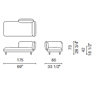 Hobo C_ 175 x 85 x H 73 cm (HOB44)