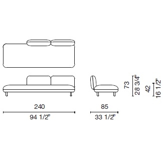 Hobo C_ 240 x 85 x H 73 cm (HOB54)