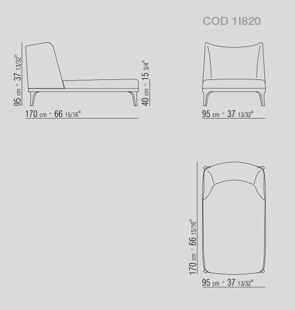 Chaise Longue 95 x 170 x H 95 cm