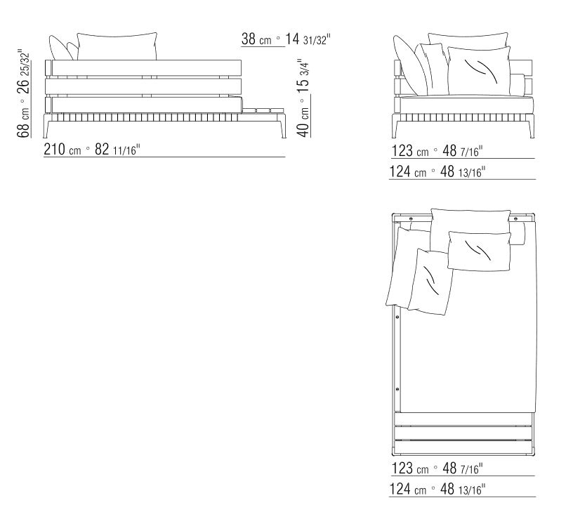 Ansel 123 x 210 x H 68 cm