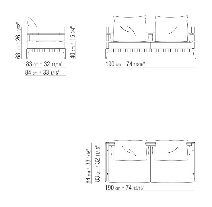Ansel 190 x 84 x H 68 cm