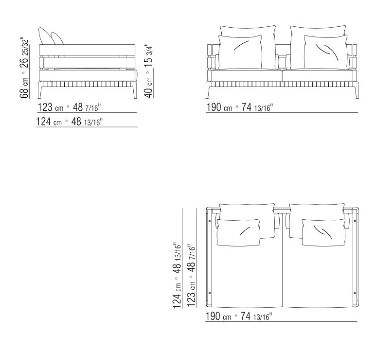 Ansel 190 x 123 x H 68 cm
