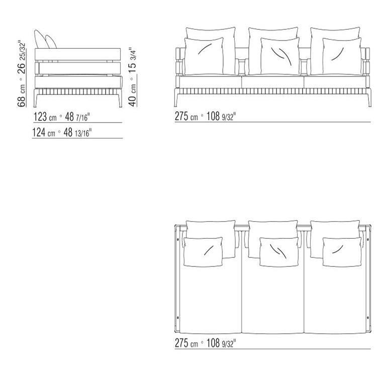 Ansel 275 x 123 x H 68 cm