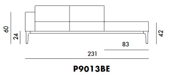 P9013BE_ 231 x 80 x H 60 cm